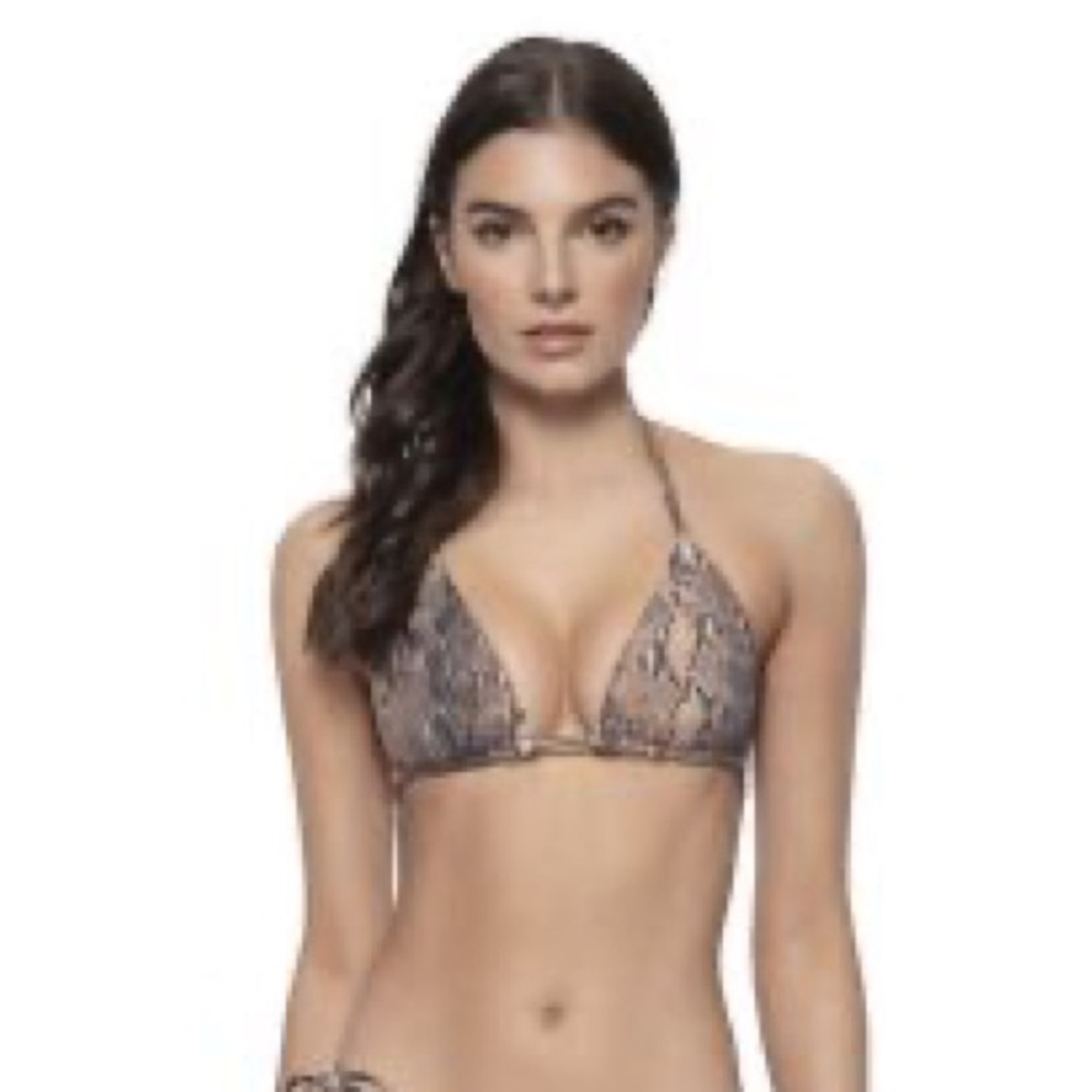 PQ Swim Reversible Brown Reptile Print Bikini Top - Picture 2 of 8